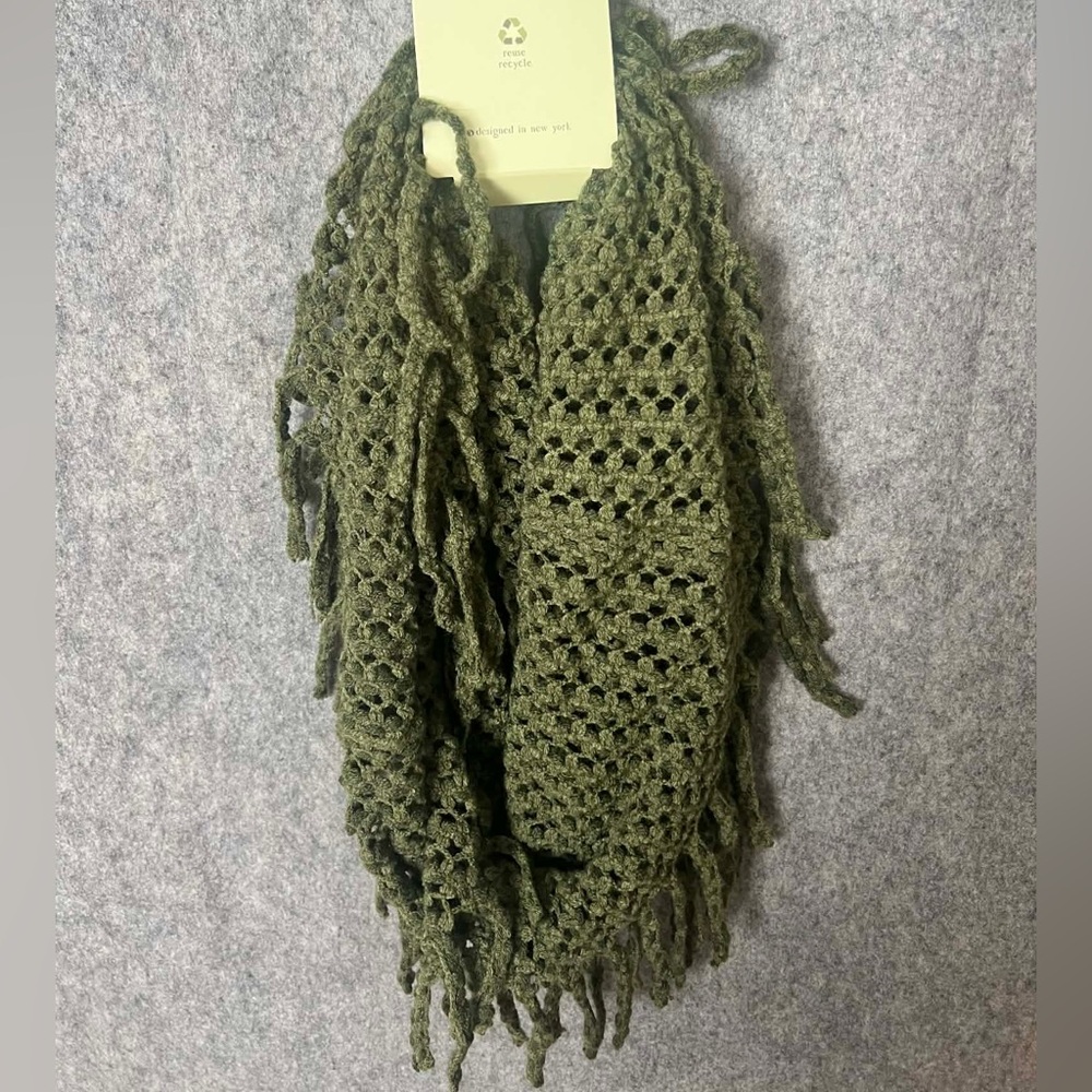 Olive Green Crochet Knit‎ infinity Scarf New